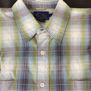Tommy Bahama Indigo Palms Collection Men's Blue Green Plaid Shirt L